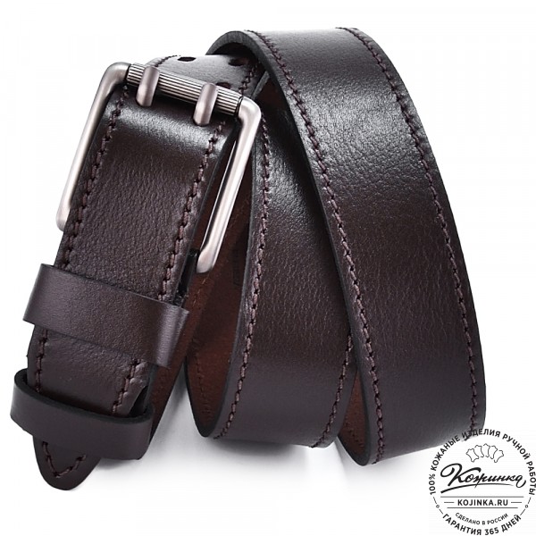 Кожаный ремень "Нельсон" (тёмно-коричневый). фото 1